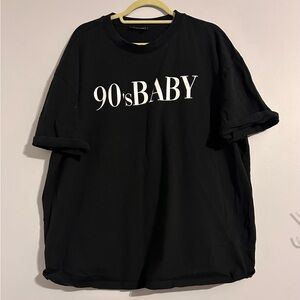 ASOS 90’s Baby Graphic Tee | US 16 | Oversized Black Y2K Shirt